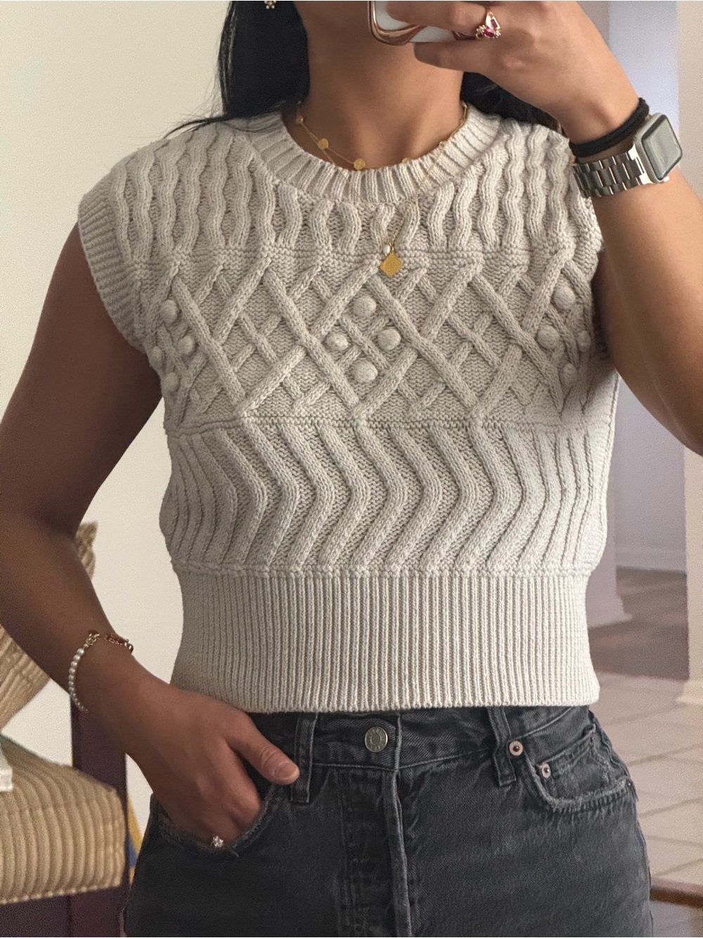 Beige sleeveless sweater